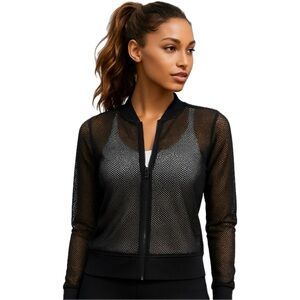 Victoria’s Secret New Mesh Athletic Bomber Jacket Victoria Sport Black Small NWT